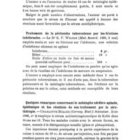 0399 - Page 395 - Revue des travaux français et étrangers. Thérapeutique médicale. Sérothérapie de la méningite cérébro-spinale épidémique. / Traitement de la péritonite tuberculeuse par les frictions iodoformées. / Quelques remarques concernant la méningite cérébro-spinale, épidémique et les résultats de son traitement par la sérothérapie
