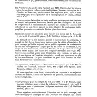 0585 - Page 581 - Bibliographie. Précis de technique chimique à l'usage des laboratoires médicaux, par M. Albert Morel..., préface du Professeur Hugounenq... Doin, éditeur... / Les fractures du coude chez l'enfant, par MM. Destot..., Vignard... et Barlatier... O. Doin, éditeur... / Comment choisir ses aliments pour établir son menu, par A. Balland... J.-B. Baillière, éditeur... / Les opsonines, études physico-chimiques et biologiques, par le Dr Milhit... Jules Rousset, éditeur... / Guide pratique pour l'analyse du lait, par MM. J. et P. Perrin... J.-B. Baillière, éditeur..
