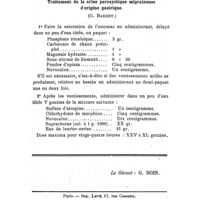 0596 - Page 592 - Formulaire. Traitement de la crise paroxystique migraineuse d'origine gastrique. (G. Bardet.)