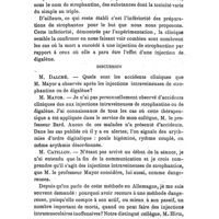 0613 - Page 609 - Société de thérapeutique. Séance du 24 mars 1909. Communications. I. - De l'injection, dans la veine, des médicaments cardiotoniques, par M. A. Mayor... / Discussion