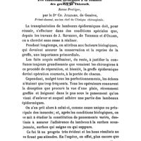 0645 - Page 641 - Thérapeutique chirurgicale. Des conditions favorables à la réussite des greffes de Thiersch, Revue Pratique, par le Dr Ch. Julliard..