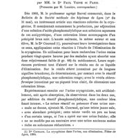 0817 - Page 813 - Société de thérapeutique. Séance du 12 mai 1909 (Suite et fin.). Présentation. II. - Étude expérimentale sur la valeur des réactifs molybdique et phosphomolybdique comme moyen de déceler la cryogénine dans les solutions et dans les urines normales ou pathologiques, par MM. le Dr Paul Vigne et Paris. (Présentée par M. Lumière...)