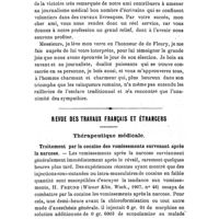 0827 - Page 823 - Variétés. Association des journalistes médicaux. / Revue des travaux français et étrangers. Thérapeutique médicale. Traitement par la cocaïne des vomissements survenant après la narcose