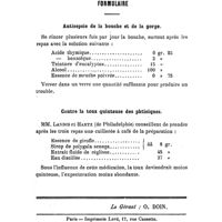 0162 - Page 160 - Formulaire. Antisepsie de la bouche et de la gorge. / Contre la toux quinteuse des phtisiques