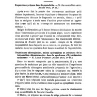 0187 - Page 185 - Revue des thèses. Par Mme P. Laborie. L'opération précoce dans l'appendicite. - M. Georges Deparpe. (1910). / Techniques chirurgicales, suites opératoires et résultats de la trépanation décompressive dans le syndrome d'hypertension crânienne. - M. Louis Poisson. (1910)