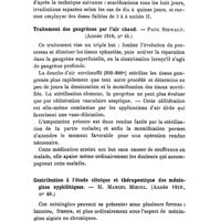 0225 - Page 223 - Revue des thèses. Par Mme P. Laborie. Traitement du lupus tuberculeux par les scarifications systématiques et la radiothérapie. - M. Marcel Tison. (1910). / Traitement des gangrènes par l'air chaud. - Paul Sigwalt. (1910). / Contribution à l'étude clinique et thérapeutique des méningites syphilitiques. - M. Marcel Miriel. (1910)
