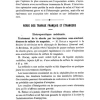 0317 - Page 315 - Le mouvement thérapeutique. Thérapeutique chirurgicale. Le traitement des plaies de poitrine. / Revue des travaux français et étrangers. Thérapeutique médicale. Traitement de la chorée par les injections sous-arachnoïdiennes de sulfate de magnésie
