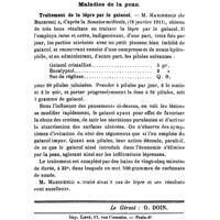 0402 - Page 400 - Revue des travaux français et étrangers. Thérapeutique médicale. Sur l'emploi interne et sous-cutané de l'ouabaïne dans les maladies du coeur. / Maladies de la peau. Traitement de la lèpre par le gaïacol
