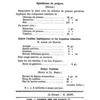 0482 - Page 480 - Formulaire. Epithélioma du prépuce. (Brocq.). / Contre l'eczéma impétigineux et les éruptions infantiles. E. Ansin... / Contre l'asthme. (Hirtz et Cl. Simon.)