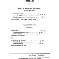 0674 - Page 672 - Formulaire. Contre le muguet des nourrissons. (Archambault.). / Contre le délire aigu. (Huchard.)