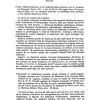 0749 - Page 747 - Bibliographie. Précis d'Electrothérapie et de radiothérapie oculaires, par A. Leprince... Paris. 1911... Librairie médicale et scientifique... Paris. / L'homicide en pathologie mentale (étude clinique et médico-légale)... Préface du Dr Legrain... Par le Dr D. Vladoff... 1911. A. Maloine, éditeur, Paris..