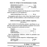0802 - Page 800 - Formulaire. Contre les vertiges et les bourdonnements d'oreille. / Contre les brûlures et plaies contuses suppurées. (Rivarola.)