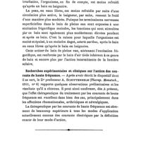 0881 - Page 879 - Revue des travaux français et étrangers. Physiothérapie. Quelques différences entre l'action des bains en baignoires et des bains en eaux libres d'égale température et leurs causes, par le Dr W. D. Lenkei (Zeit. f. physik. u. diät. Therapie, vol. XV, n° 6, 1911). / Recherches expérimentales et cliniques sur l'action des courants de haute fréquence