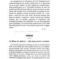 0904 - Page 902 - Hygiène. Habits et maladies infectieuses. / Chronique. La maison du médecin. - Une bonne oeuvre à soutenir