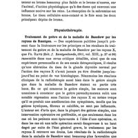 0913 - Page 911 - Revue des travaux français et étrangers. Pharmacologie. La répartition du brome dans l'organisme après administrations de préparation bromées organiques et inorganiques, par A. Ellinger et Y. Kotake (Archiv. f. experim. Pathol., vol. LXV, 1911, p. 87). / Physiothérapie. Traitement du goitre et de la maladie de Basedow par les rayons de Roentgen