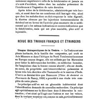 0057 - Page 53 - Thèses. Étude pharmacologique, physiologique et clinique de L'allylthéobromine. Par M. le Dr Richard St-Yves (1920). / Revue des travaux français et étrangers. Usages thérapeutiques de la Teskra