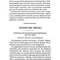 0325 - Page 317 - Thérapeutique chirurgicale. (Académie de médecine). II. - Gastrectomie totale pour ulcères calleux. Résultats fonctionnels après deux ans et trois mois. Par M. Victor Pauchet. / Thérapeutique médicale. Traitement des porteurs de germes diphtériques par l'air chaud. Par M. R. Dujarric de la Rivière