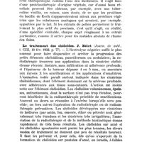 0093 - Page 89 - Analyses. Maladies de la peau. Traitement du psoriasis par les extraits de pollen. Scherler (Wiener Medizinischè Wochenschrift, t. LXXXI, n° 20, 27 juin 1931). / Le traitement des chéloïdes. J. Belot (Journ. de méd., t. CIII, 10 fév. 1932, p. 77)