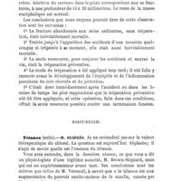 0147 - Page 143 - Séance du 13 avril. Communication. Plaie de tête avec fracture; trépanation, par M. Sédillot / Discussion. Tétanos (suite)