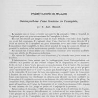 0213 - Page 193 - Séance du 6 février 1924. Communications. Eventration diaphragmatique gauche, sans mégacôlon splénique. Plicature et fixation du diaphragme par voie thoraco-abdominale, par MM. Pierre Duval et Jean Quénu / Présentations de malades. Ostéosynthèse d’une fracture de l'omoplate, par M. Ant. Basset