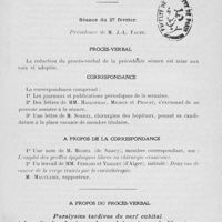 0317 - Page 297 - Séance du 27 février. Procès-verbal / Correspondance / A propos de la correspondance / A propos du procès-verbal. Paralysies tardives du nerf cubital à la suite des fractures du condyle externe de l'humérus, M. Albert Mouchet