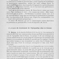 0350 - Page 330 - Séance du 5 mars 1924. A propos du procès-verbal. Sur les perforations d’ulcères de l’estomac, M. Hartmann / A propos du traitement de l'épispadias chez la femme
