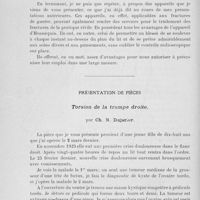 0380 - Page 360 - Séance du 5 mars 1924. Présentation d’instruments. Attelles métalliques du Service de Santé pour le traitement des fractures de cuisse par l'extension continue et la suspension (Type Leclercq et Fresson, avec modifications Leclercq et Rouvillois), par M. H. Rouvillois / Présentation de pièces. Torsion de la trompe droite, par Ch. M. Dujarier