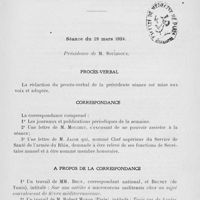 0419 - Page 399 - Séance du 19 mars 1924. Procès-verbal / Correspondance / A propos de la correspondance