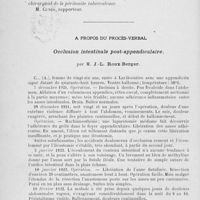 0420 - Page 400 - Séance du 19 mars 1924. A propos de la correspondance / A propos du procès-verbal. Occlusion intestinale post-appendiculaire, par M. J. -L. Roux-Berger