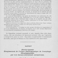 0589 - Page 569 - Séance du 7 mai 1924. A propos du procès-verbal. Hernie ombilicale embryonnaire, M. Ombrédanne / Rapport. Phréno-spasme. Élargissement de l’orifice diaphragmatique de l’oesophage. Oesophagoplastie par voie thoraco-abdominale extraséreuse, par MM. J. Hertz et J. Braine