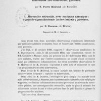 0716 - Page 696 - Séance du 11 juin 1924. Rapports. Péritonite chronique adhésive et occlusion aiguë du grêle ; anastomose iléo-transverse ; guérison, par M. Pierre Moiroud / Mésocolite rétractile, avec occlusion chronique ; sigmoïde-sigmoïdostomie latéro-latérale; guérison, par M. Ducaros