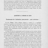 0729 - Page 709 - Séance du 11 juin 1924. Rapports. Occlusion intestinale à la suite d’appendicectomie pour appendicite aiguë, par M. E. Stulz / Question à l’ordre du jour. Traitement de l’infection puerpérale « post abortum »