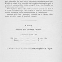 0745 - Page 725 - Séance du 11 juin 1924. Présentations de malades. Distension gazeuse du péritoine à la suite d’une plaie de l’abdomen, par M. Proust / Élection