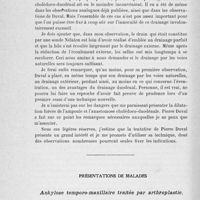 0782 - Page 762 - Séance du 18 juin 1924. Communications. Abandon du drainage biliaire externe dans la cholédocotomie pour le drainage duodénal transvatérien par tube perdu, par M. Pierre Duval / Présentations de malades. Ankylose temporo-maxillaire traitée par arthroplastie, par M. L. Ombrédanne