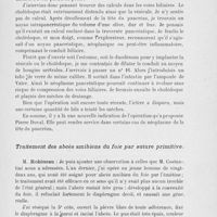0837 - Page 817 - Séance du 2 juillet 1924. A propos du procès-verbal. Drainage transvatérien du cholédoque / Traitement des abcès amibiens du foie par suture primitive, M. Robineau