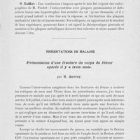 0883 - Page 863 - Séance du 9 juillet 1924. Deuxième séance. Communication. A propos de l’ostéosynthèse. Série intégrale d’interventions pour fractures fermées de l’humérus (avec présentation de radiographies), par M. Pierre Fredet / Présentations de malades. Présentation d’une fracture du corps du fémur opérée il y a trois mois, par M. Auvray