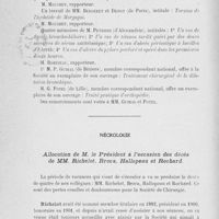 0896 - Page 876 - Séance du 15 octobre 1924. Première séance. A propos de la correspondance / Nécrologie. Allocution de M. le Président à l’occasion des décès de MM. Richelot, Broca, Hallopeau et Rochard
