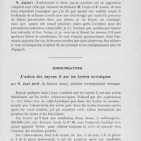 1107 - Page 1087 - Séance du 26 novembre 1924. Question à l’ordre du jour. A propos de la conduite à tenir chez les malades atteintes d’infection « post abortum », par M. Alglave / Communications. L’action des rayons X sur les kystes hydatiques, par M. José Arcé