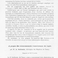 1301 - Page 1257 - Séance du 21 novembre 1928. Rapports. Un cas de méningite aseptique traumatique, par MM. R. Fontaine et J. de Girardier / A propos des cloisonnements transversaux du vagin, par M. A. Guillemin