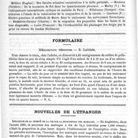 0026 - Page 22 - Académies et sociétés savantes. Académie de médecine. Séance du 3 janvier 1888 / Thèses de doctorat soutenues devant la Faculté de médecine de Lyon pendant les mois de novembre et de décembre 1887 / Formulaire. Médication ténicide. - E. Labbée / Nouvelles de l'étranger. Influence de la cherté de la vie sur la proportion des mariages (The Brit. med. Journ, 12 nov. 1887)