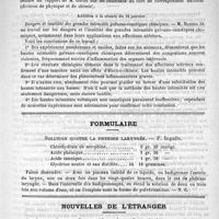 0103 - Page 95 - Académies et sociétés savantes. Académie de médecine. Séance du 17 janvier 1888 / Addition à la séance du 10 janvier / Formulaire. Solution contre la phthisie laryngée. - F. Ingalls / Nouvelles de l'étranger. Académie de médecine de Turin