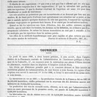 0132 - Page 124 - De quelques nouvelles médications. Le traitement de la syphilis par la méthode hypodermique, par Ed. De Smet (Journal de médecine de Bruxelles, 1887, 22) / Courrier / La production du vin en 1887