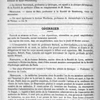 0268 - Page 260 - Formulaire. Pommade antinévralgique. - Galezowski / Nouvelles de l'étranger / Nécrologie [Anton de Bary / Wertheim] / Courrier. Faculté de médecine de Paris / Nomination / Nécrologie [Z. Perrin]