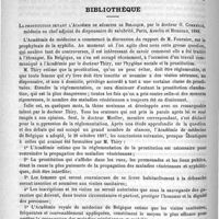 0278 - Page 270 - Clinique de la Charité. - M. le professeur Potain. Pathogénie des troubles circulatoires dans le mal de Bright / Bibliothèque. La prostitution devant l'Académie de médecine de Belgique, par le docteur O. Commenge... Paris, Asselin et Houzeau, 1888