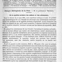 0305 - Page 297 - Comité de rédaction / Sommaire / Clinique chirurgicale de la Pitié. - M. le professeur Verneuil. De la syphilis tertiaire des enfants et des adolescents