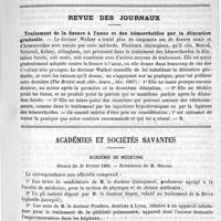 0311 - Page 303 - Séance générale annuelle de la Société protectrice de l'enfance / Revue des journaux. Traitement de la fissure à l'anus et des hémorrhoïdes par la dilatation graduelle / Académies et sociétés savantes. Académie de médecine. Séance du 21 février 1888