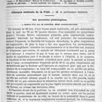 0329 - Page 321 - Comité de rédaction / Sommaire / Clinique médicale de la Pitié. - M. le professeur Jaccoud. Des pleurésies phthisiogènes, à propos d'un cas de pleurésie sèche diaphragmatique