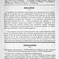 0353 - Page 345 - Comité de rédaction / Sommaire / Bulletin / Feuilleton. Bibliothèque anthropologique. - L'évolution de la morale, par Ch. Letourneau...