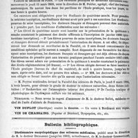 0364 - Page 356 - Courrier / Faculté de médecine de Paris / Nécrologie [Bellet] / Bulletin bibliographique. Dictionnaire encyclopédique des sciences médicales, publié sous la direction de M. le Docteur Dechambre (jusqu'en 1885), actuellement, de M. le Docteur Lereboullet, avec la collaboration d'un très grand nombre de professeurs, de médecins et chirurgiens des hôpitaux civils et militaires de la marine...
