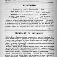 0422 - Page 414 - Académies et sociétés savantes. Société médico-pratique. Janvier 1888 / Formulaire. Injections contre la blennorrhée. - Diday / Nouvelles de l'étranger. Prix de l'Institut Lombard des sciences et des lettres / Vienne / Suspension d'un professeur